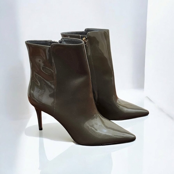 J. Crew Women size 8.5 Khaki Patent Leather Shoe High-Heel Ankle Boot AE854 - Picture 12 of 12